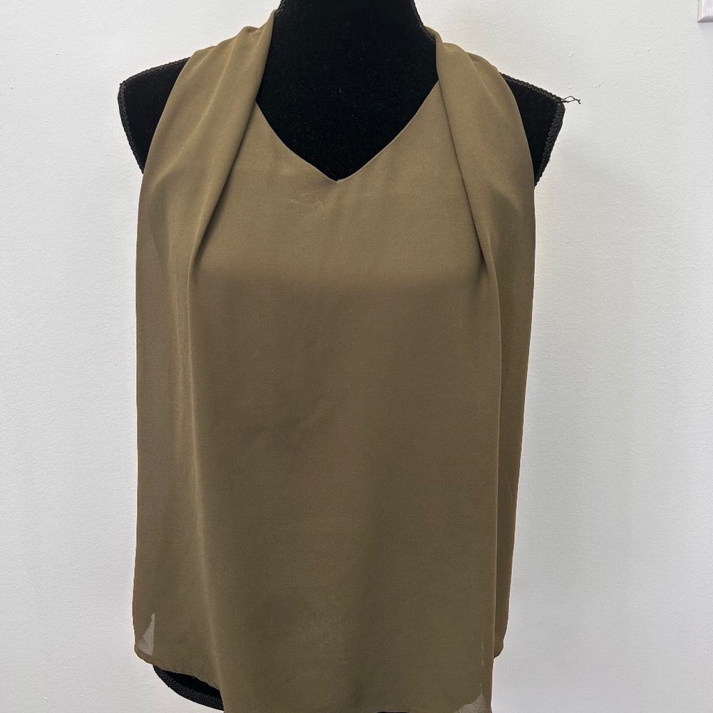 Naked zebra small green sheer vneck sleeveless blouse